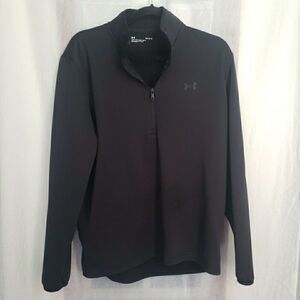 Under Armour Tech Men L 1/4 Zip Long Sleeve Solid Black Lightweight Jacket *FLAW